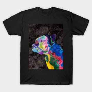 Colorful Rainbow Boxer Dog in Alcohol Ink T-Shirt